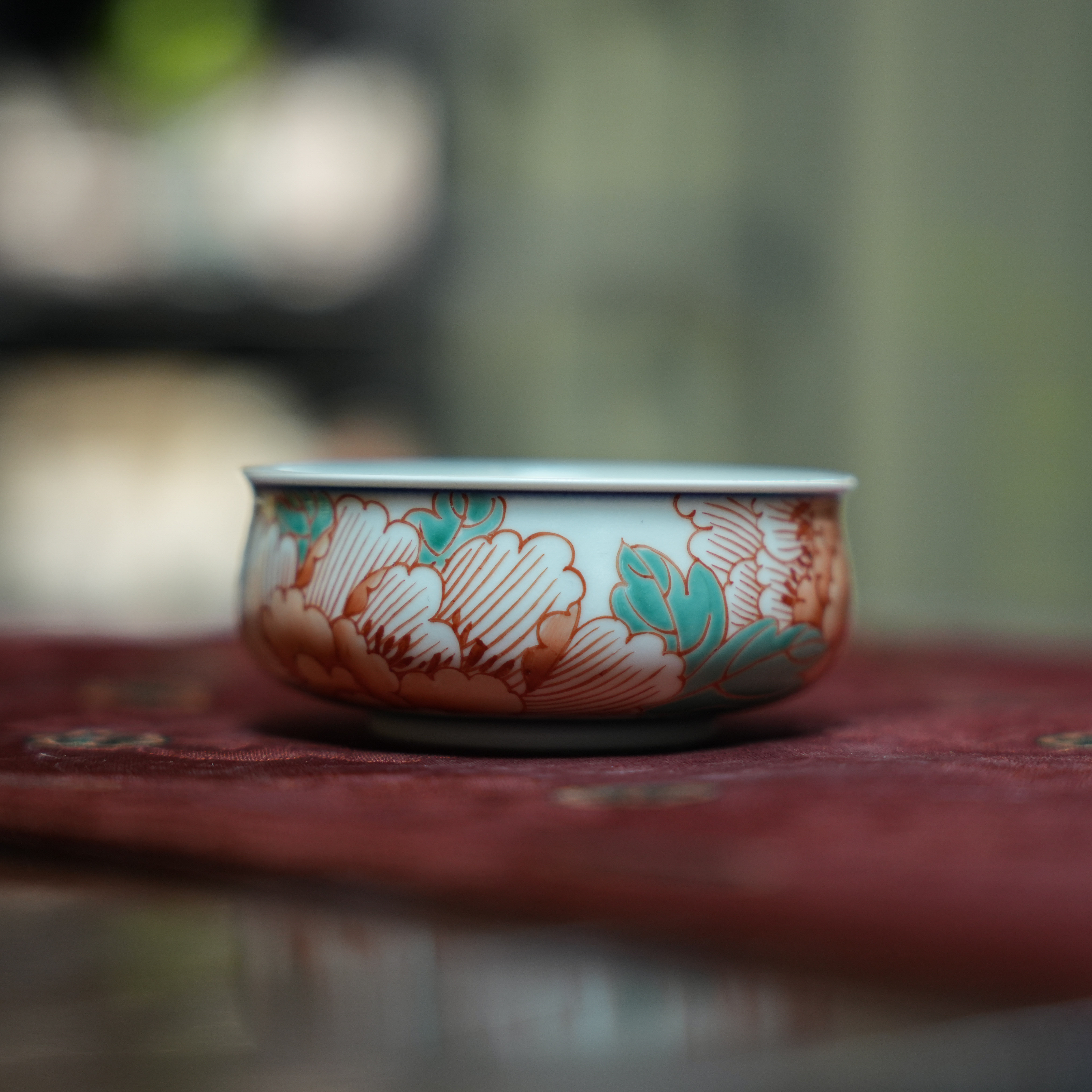 【好物】雨溪山房-红绿彩牡丹主人杯{yx-hlc-00065}