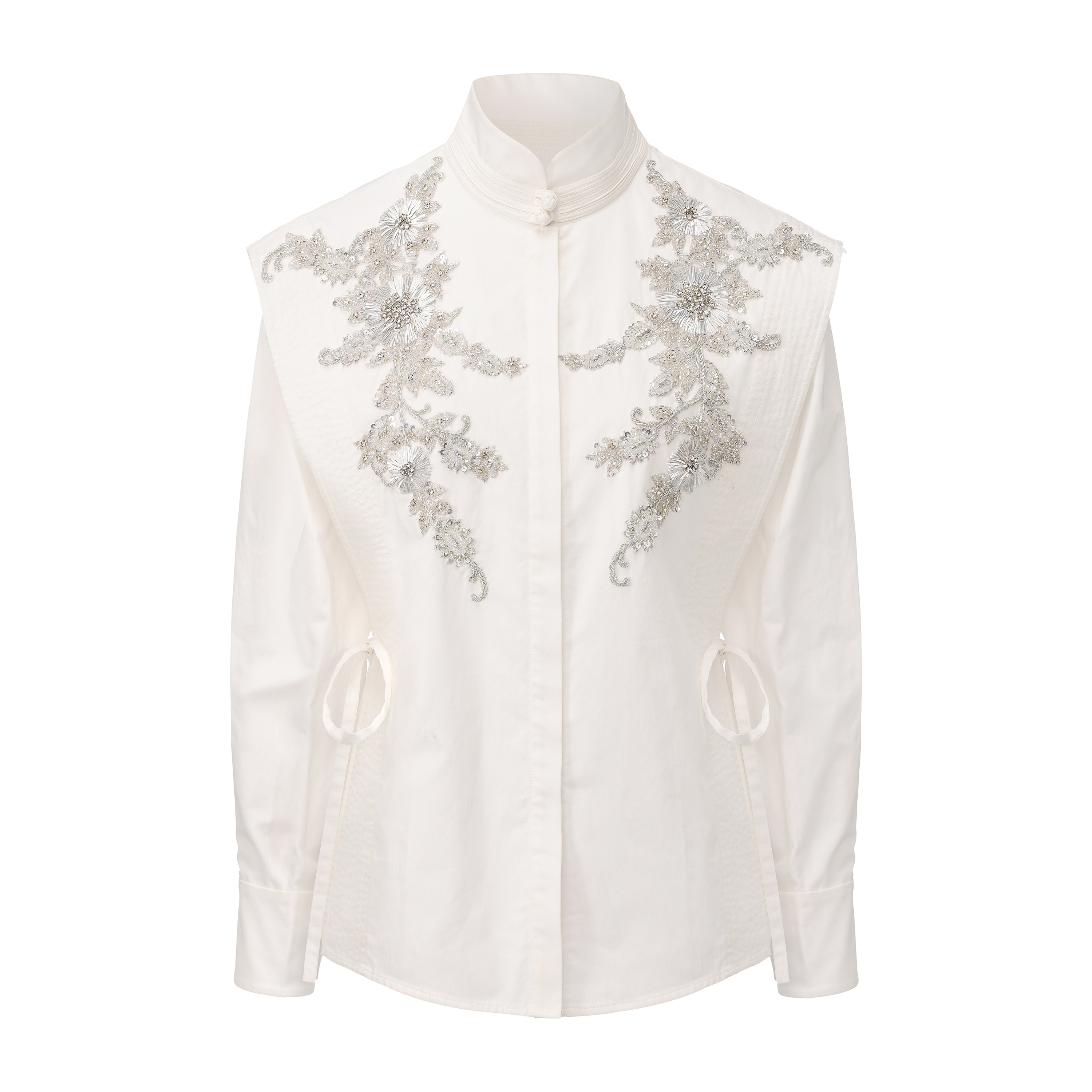 JUNYANG杨君 琼枝玉台中式立领盘扣衬衫