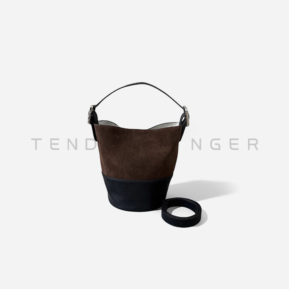 Tender Jinger丨复古时尚牛皮拼接水桶托特包BB50209