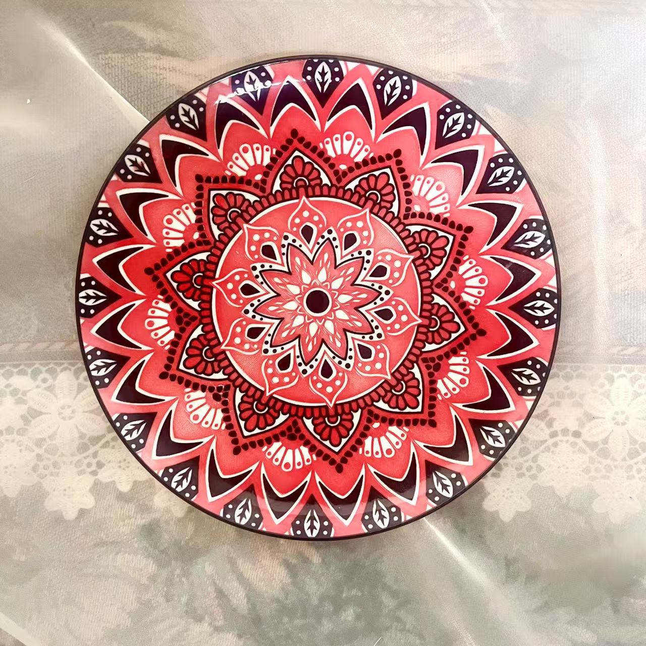 摩洛哥红色-8.5寸浅盘1个装陶瓷圆形釉下彩餐具