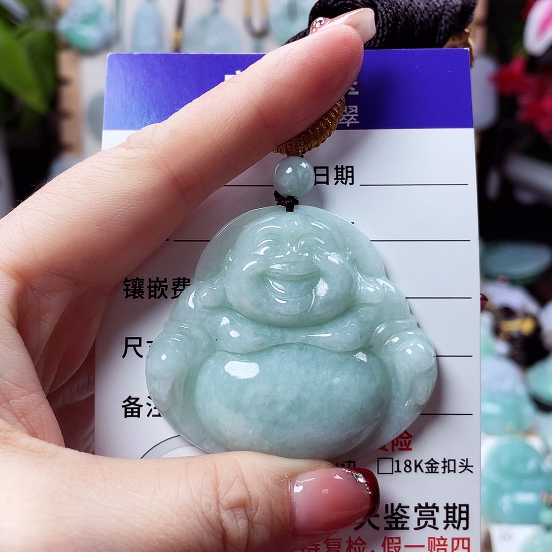 翡翠未镶嵌颈饰佛公02