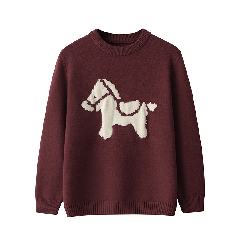 【爆款毛衣】孕妇装2025冬季加厚宽松圆领上衣保暖不褪色提花针织衫