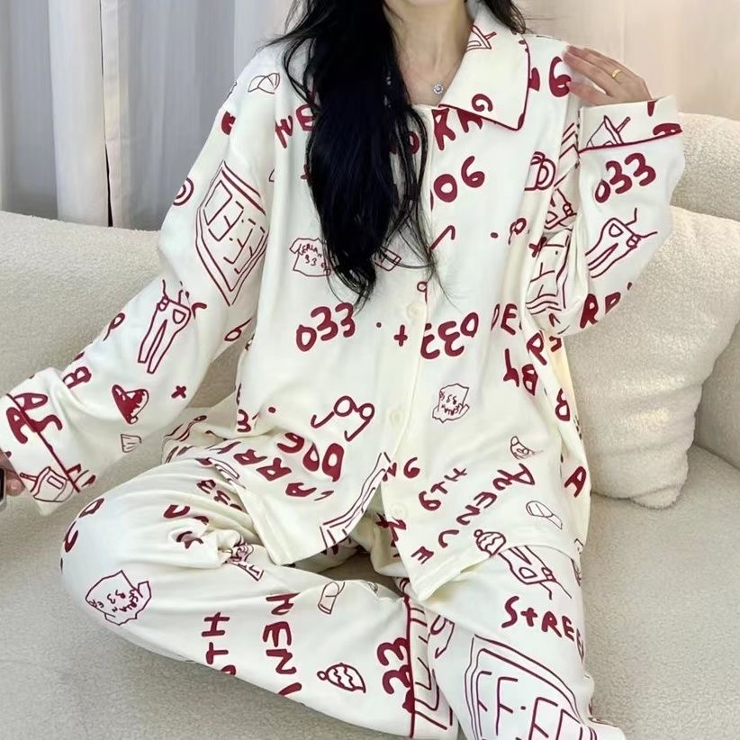 2024新款睡衣纯棉女春秋长袖长裤两件套装可外穿女套装家居服