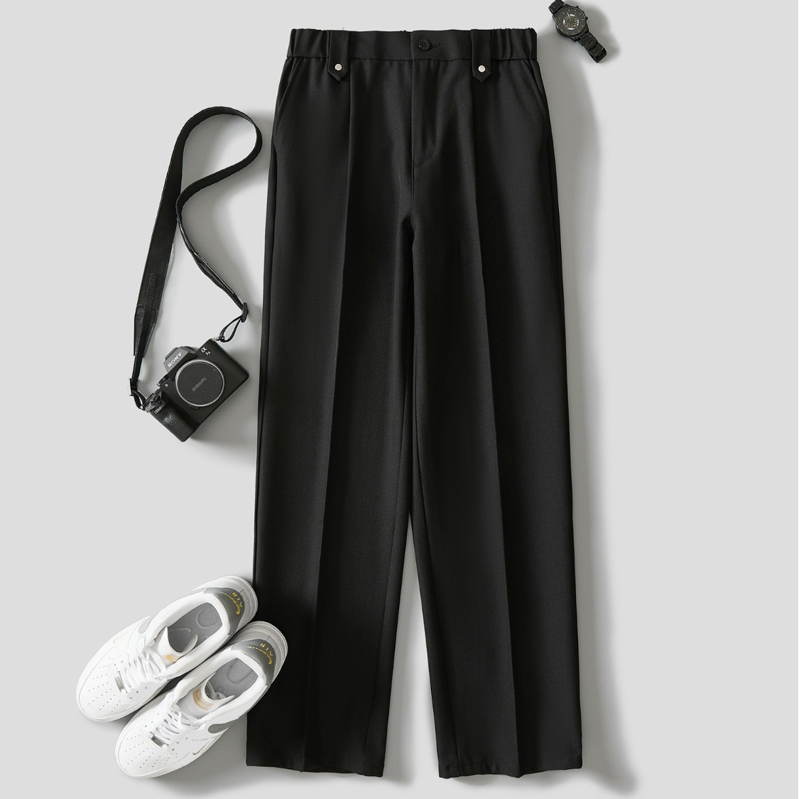 高级感痞帅四季裤新款直筒垂感西裤男士长裤斜纹抗皱宽松休闲西裤