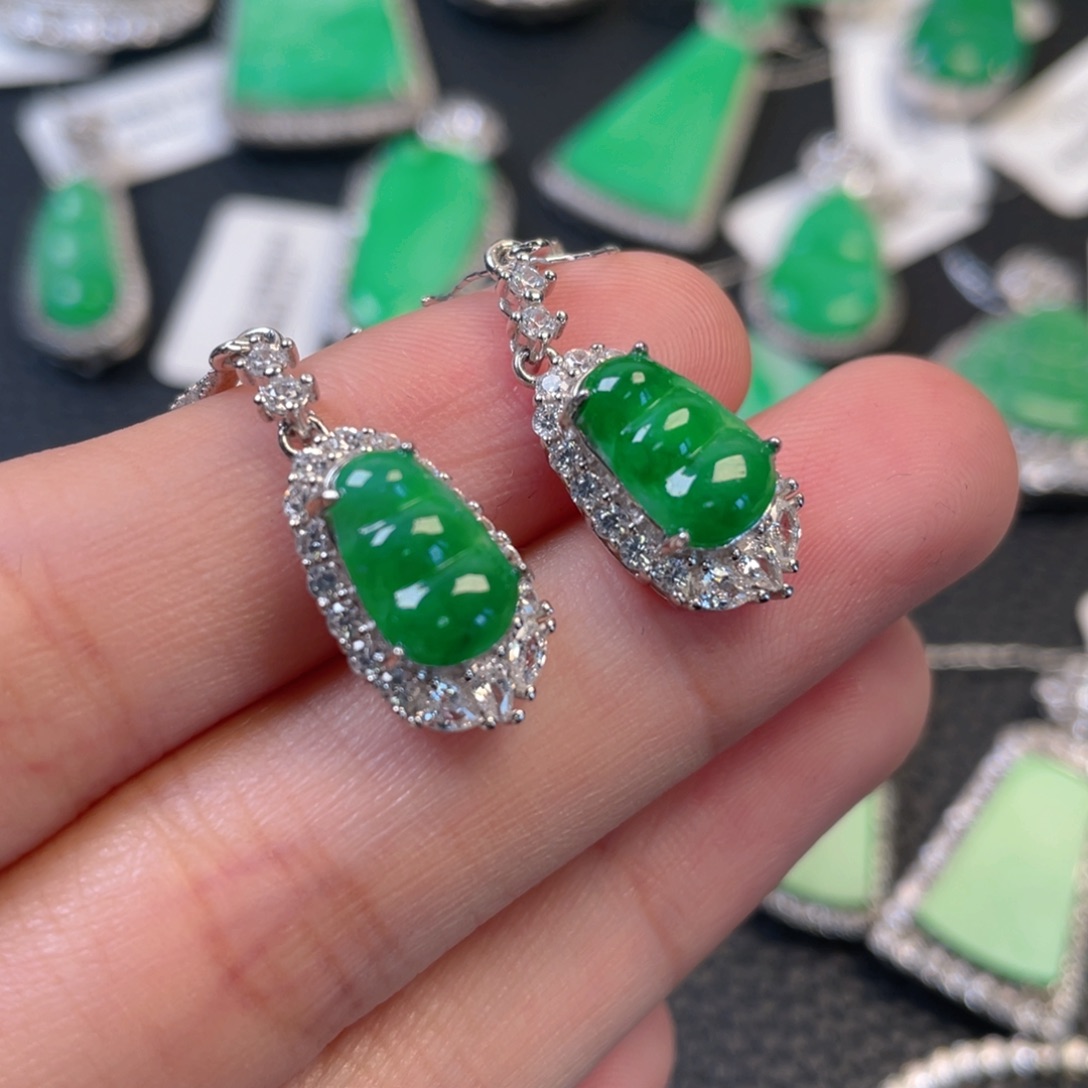 翡翠银S925镶嵌吊坠(不含链)