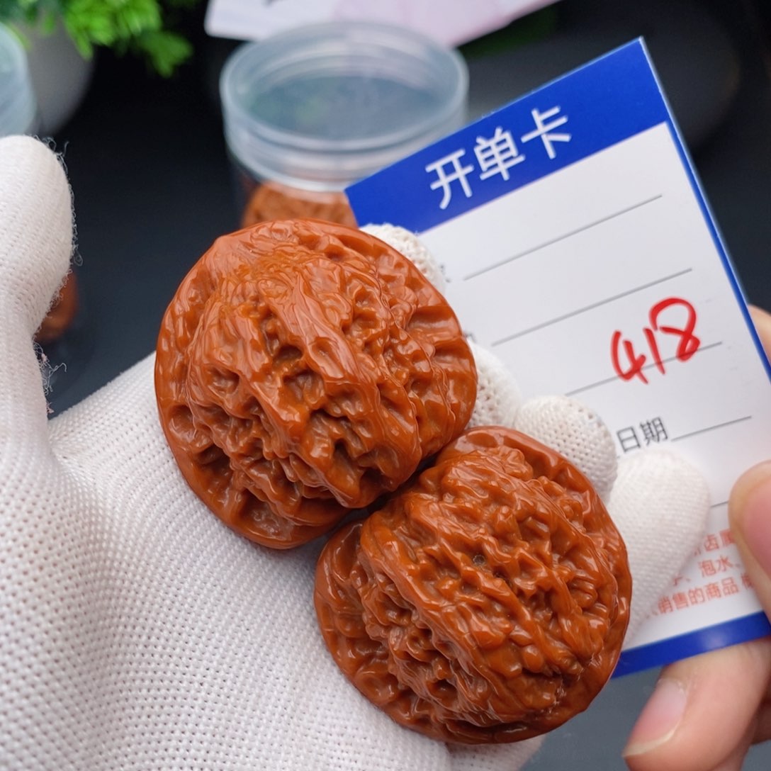 文玩核桃把件41红狮子418