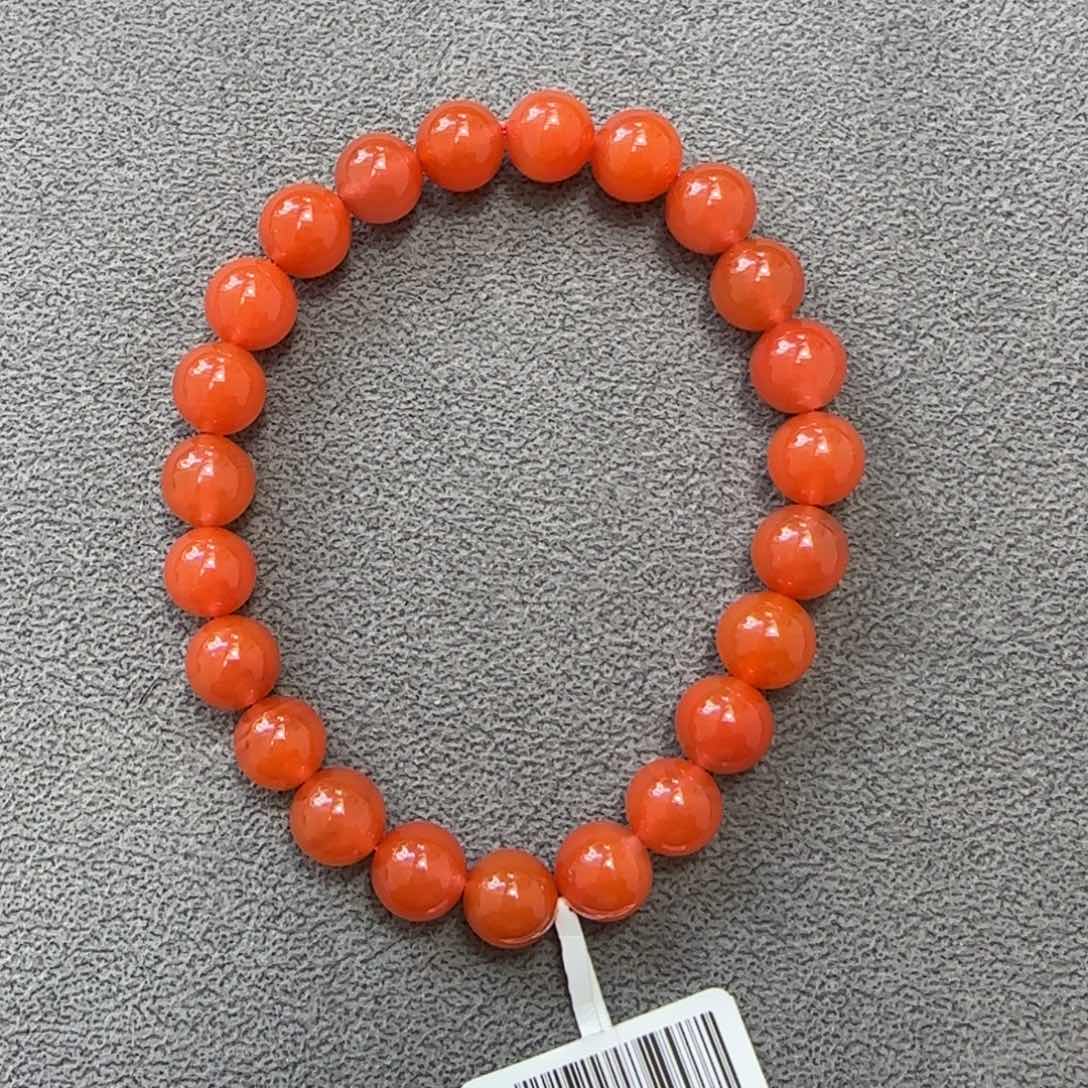 南红玛瑙手串未镶嵌西山杨柳柿子红8mm单圈