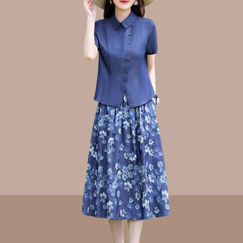 棉麻连衣裙女套装2025夏季新款高端遮肚子显瘦夏天薄款两件套裙子