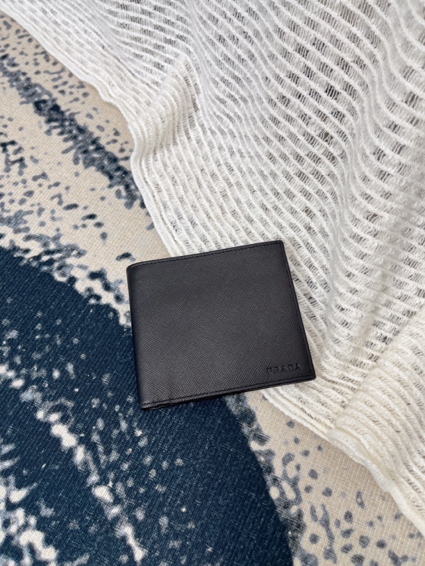 95新 Prada/普拉达 95新prada黑金短款男女同款零钱包90285732