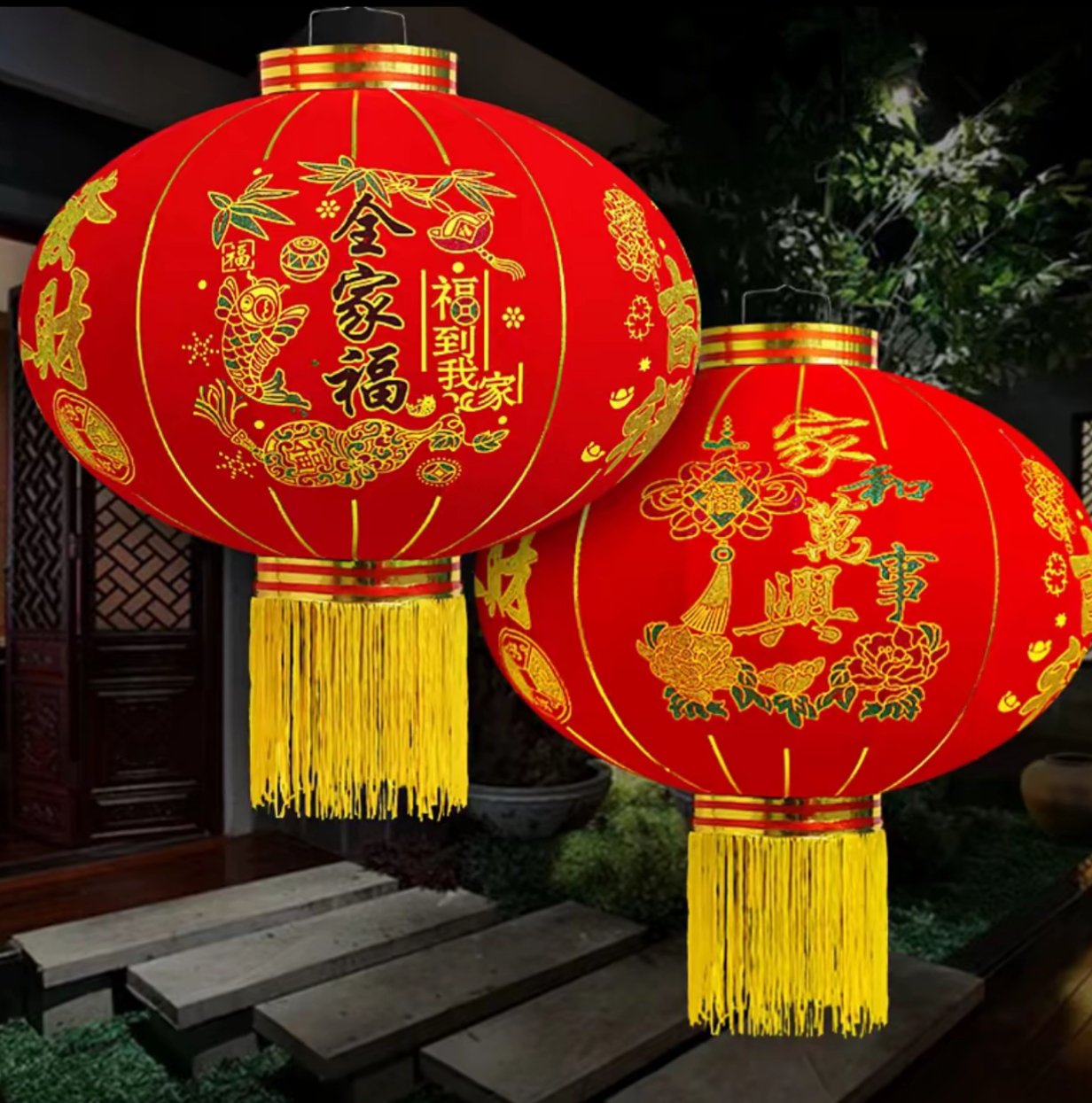 【拍一发二】2026新款植绒灯笼新年春节大红灯笼新年挂饰