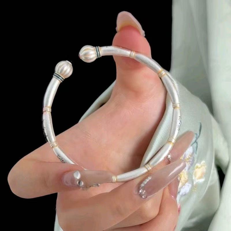 足银手镯 宝相花南瓜对头【227】25号