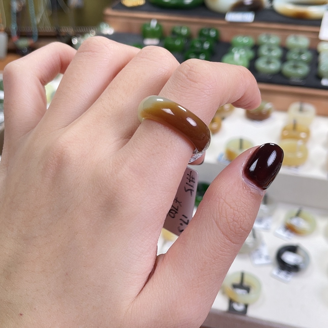 和田玉未镶嵌戒指13-内径17.3