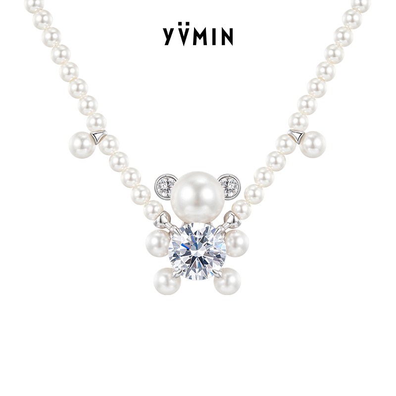 非金属仿珍珠项链 YVMIN尤目 乐园系列 摇晃贝珠熊项链