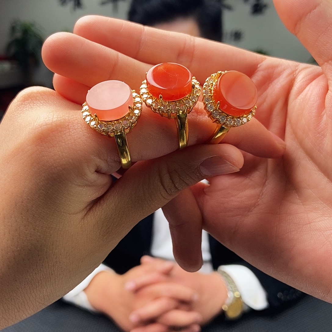 南红玛瑙未镶嵌戒指颜色多样性发拍一发一