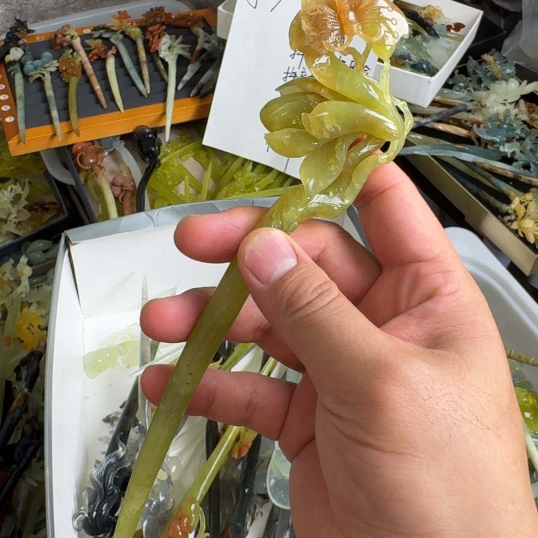岫玉未镶嵌发饰明君玉簪就是好看