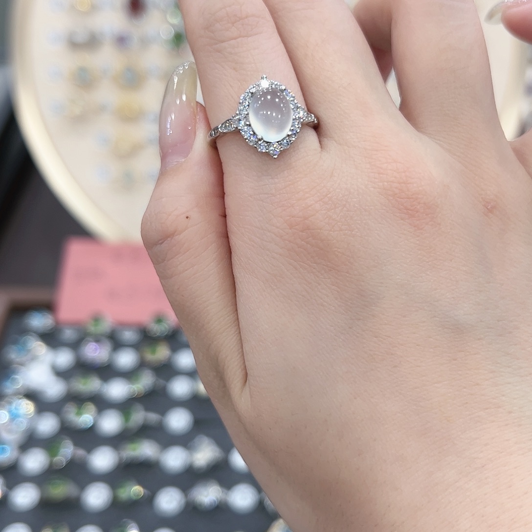 蛇纹石玉戒指银S925镶嵌是****～