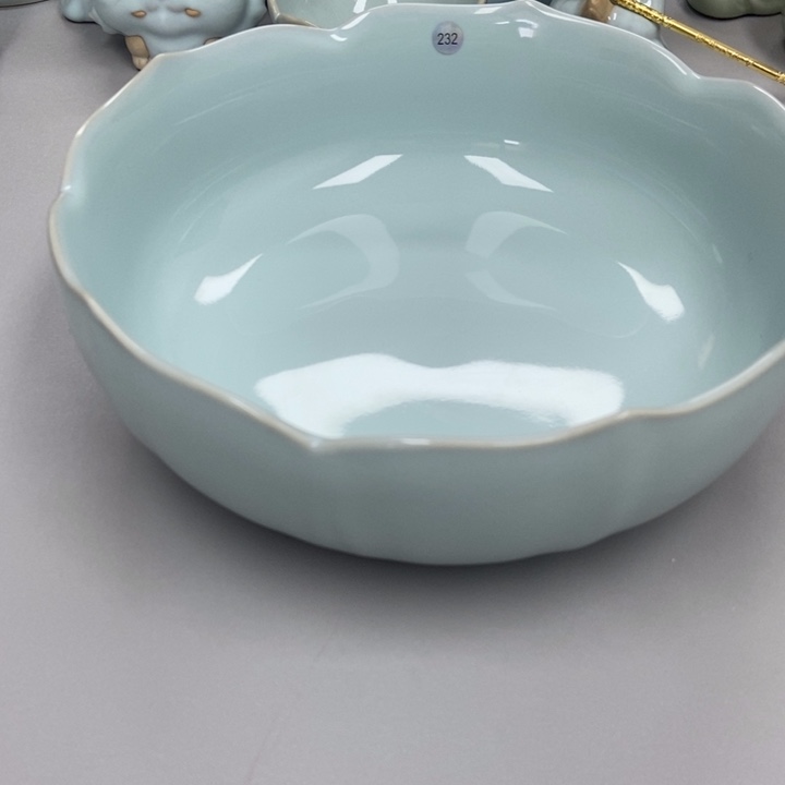 瓷大**场天青色张君老师瑕莲花茶洗