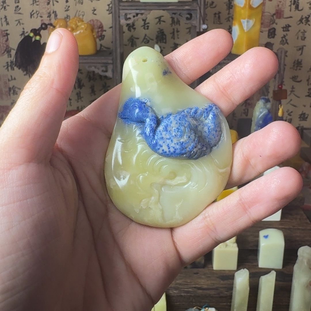 是***呀青田石印石青田蓝星