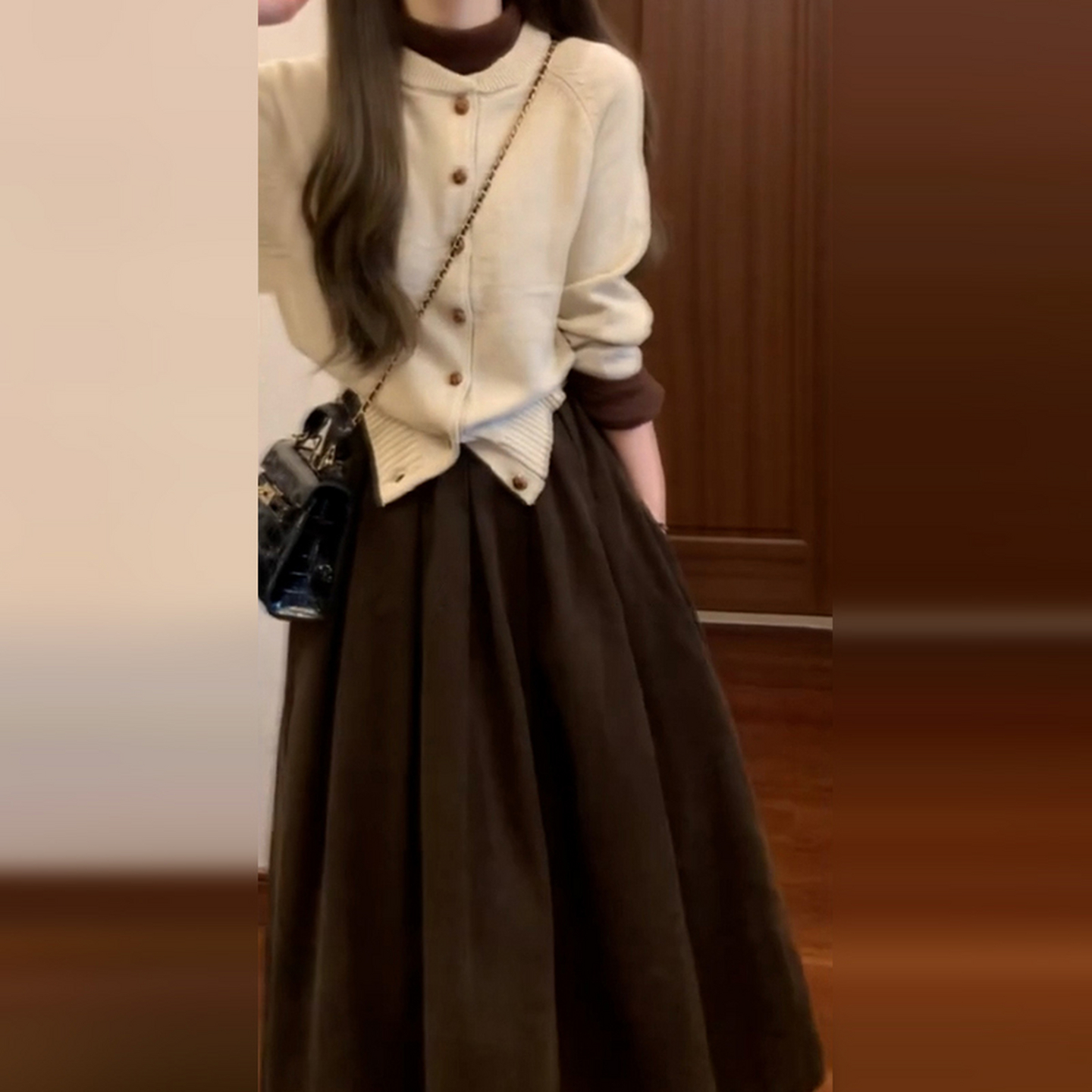 日系慵懒风穿搭一整套连衣裙子女秋冬季2025新款针织内搭套装长裙