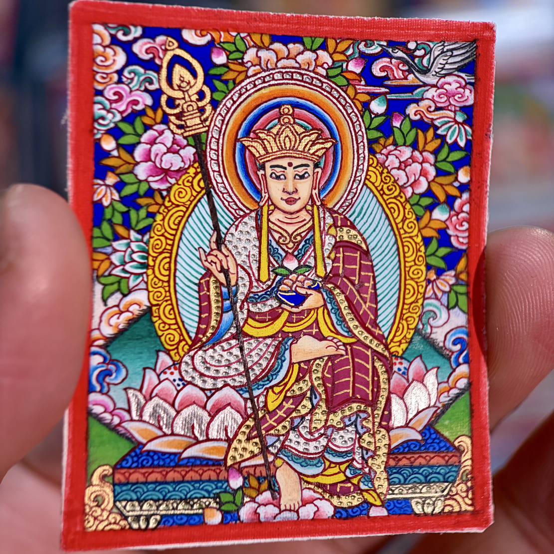 热贡纯手绘顶工小唐卡地藏王