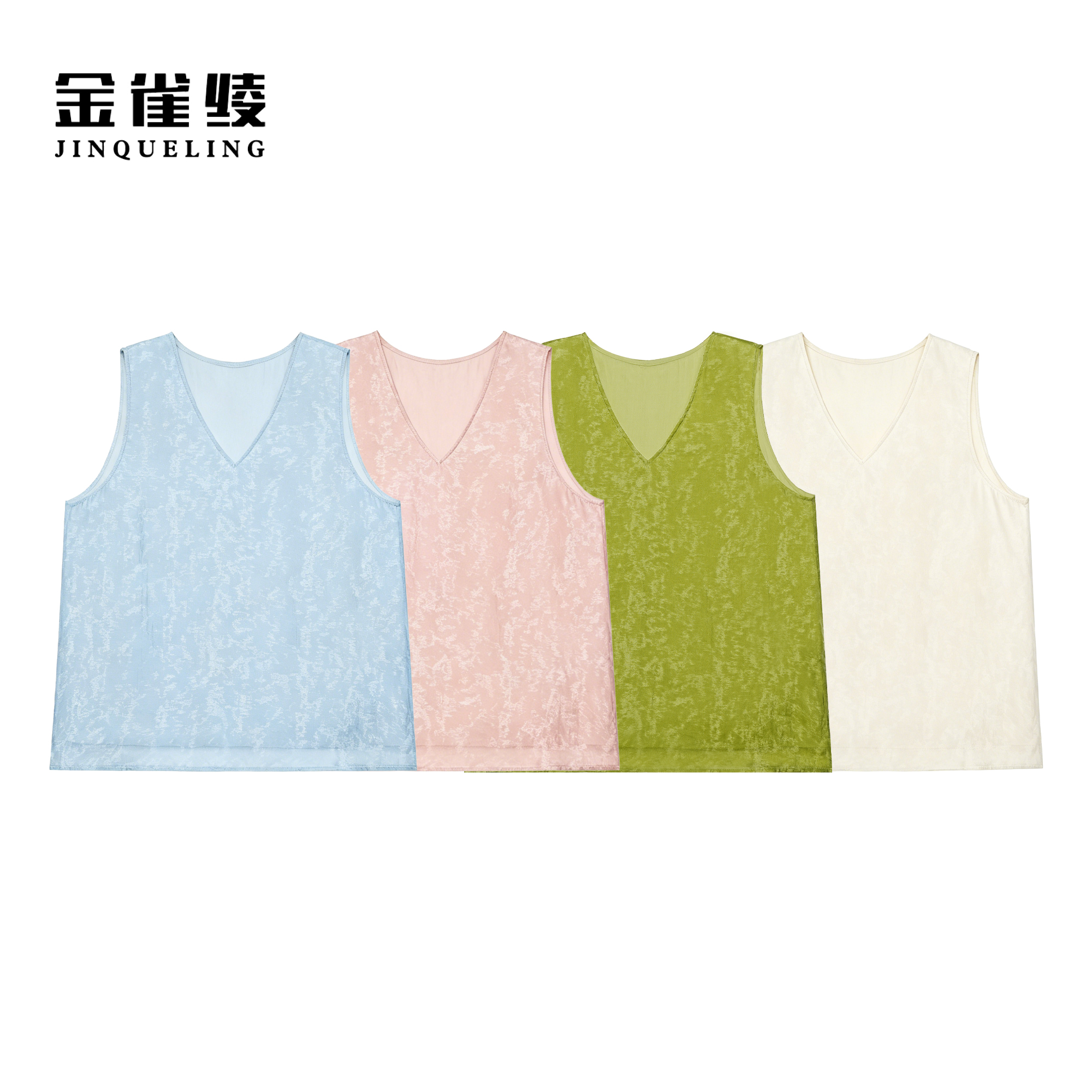 金雀绫【焕彩琉璃】新中式提花扎染工艺加宽加大背心SZBT315