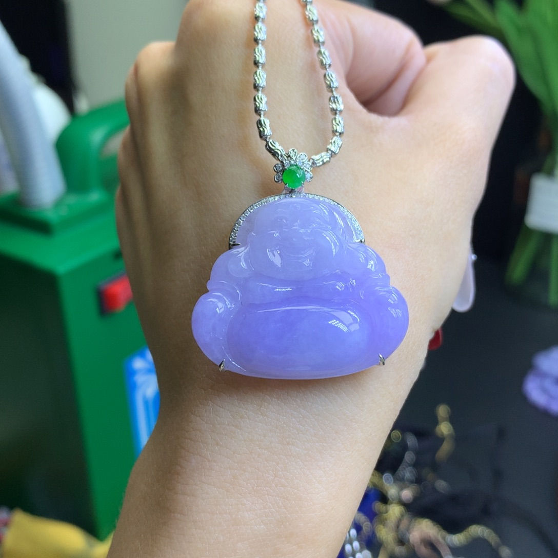 翡翠颈饰18K金镶嵌凤****咪天然