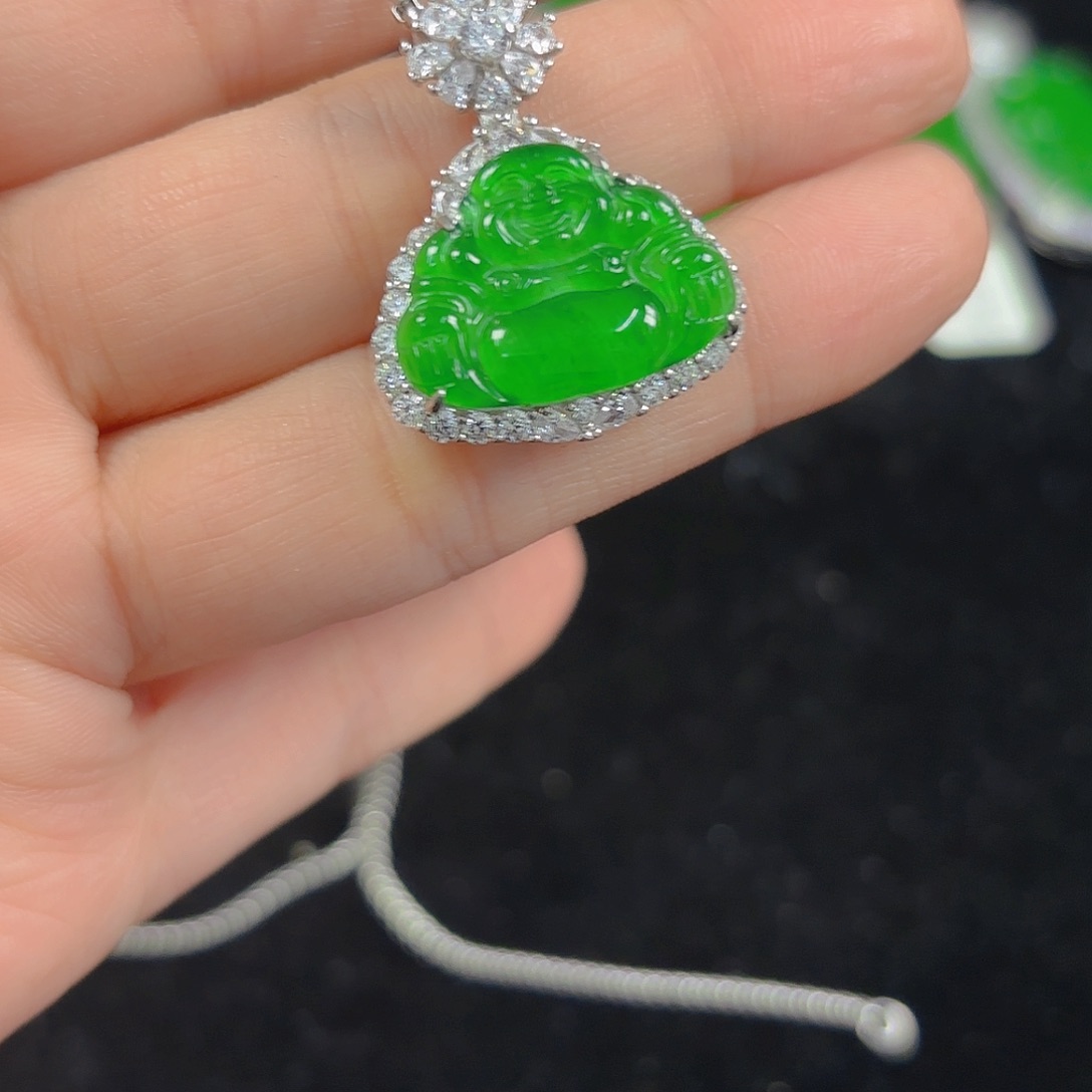 翡翠银S925镶嵌吊坠(不含链)