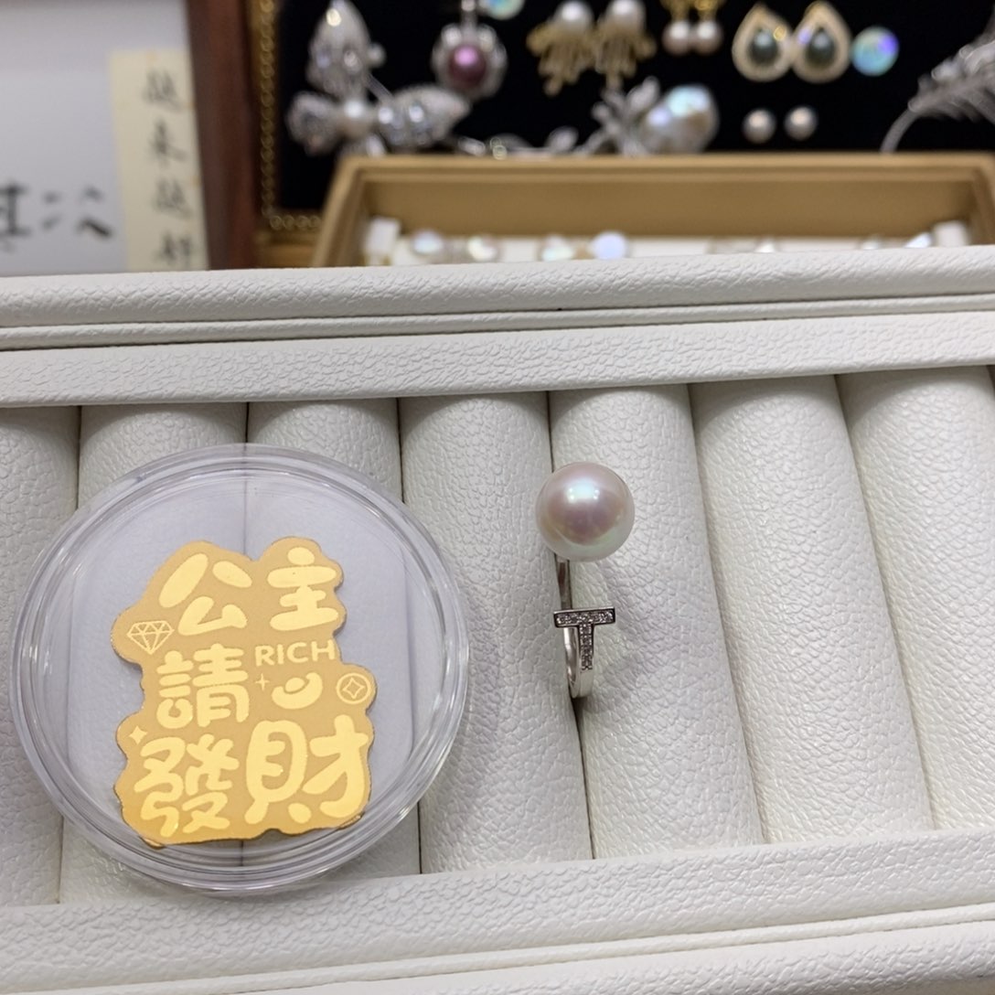 淡水珍珠戒指银S925镶嵌柠**小公主