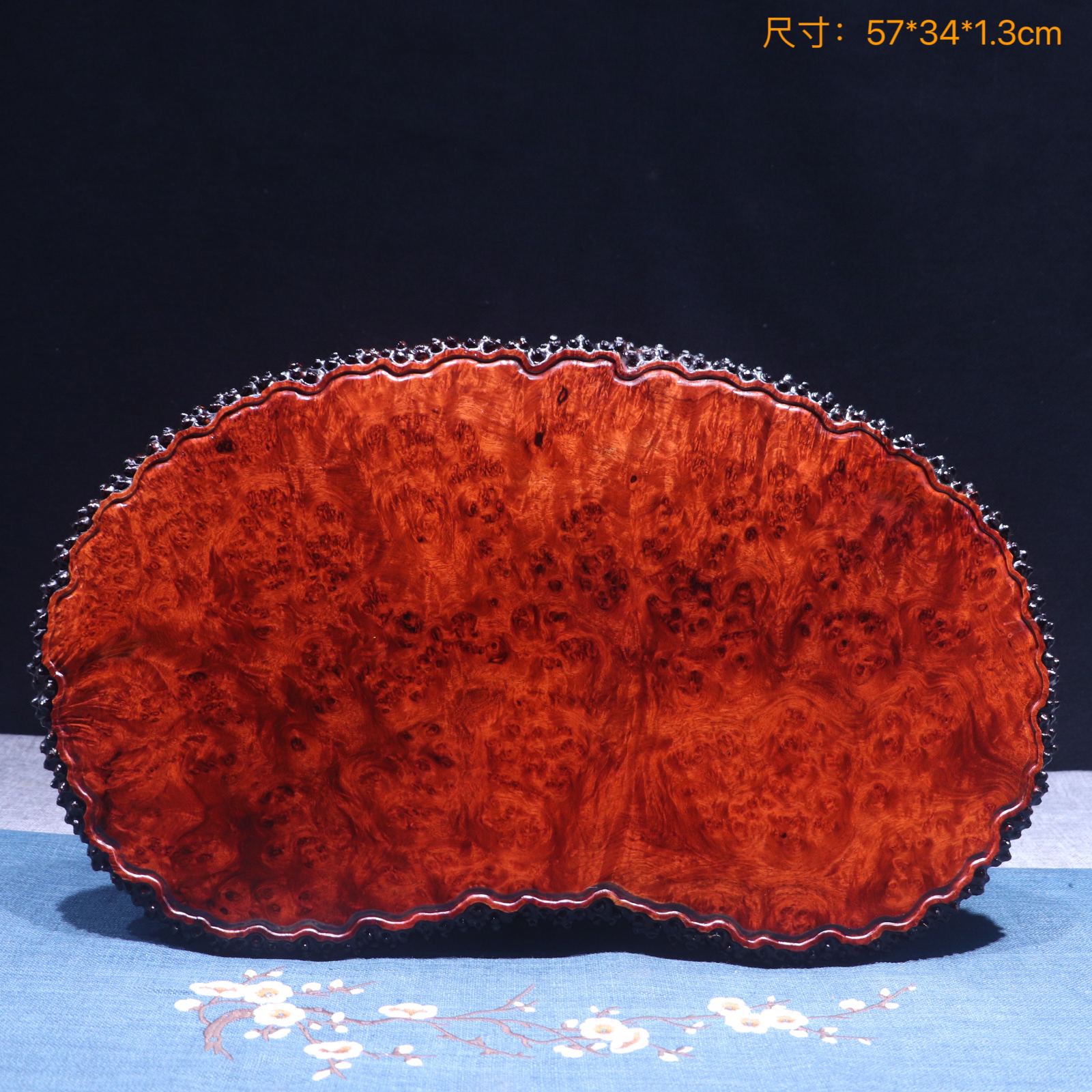 缅甸花梨干泡台茶盘瘿木瘤疤手工雕刻茶具茶道壶承杯垫托盘-182号