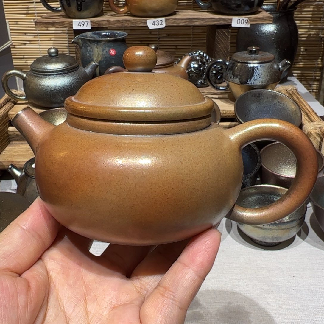 壶建水紫陶白泥柴烧壶