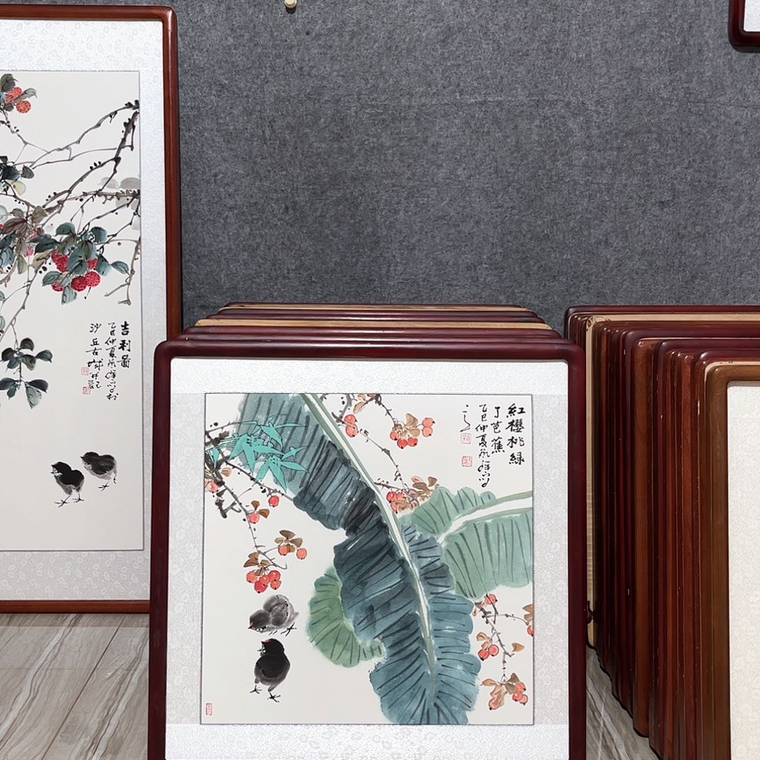 国画书画作品带框63×63