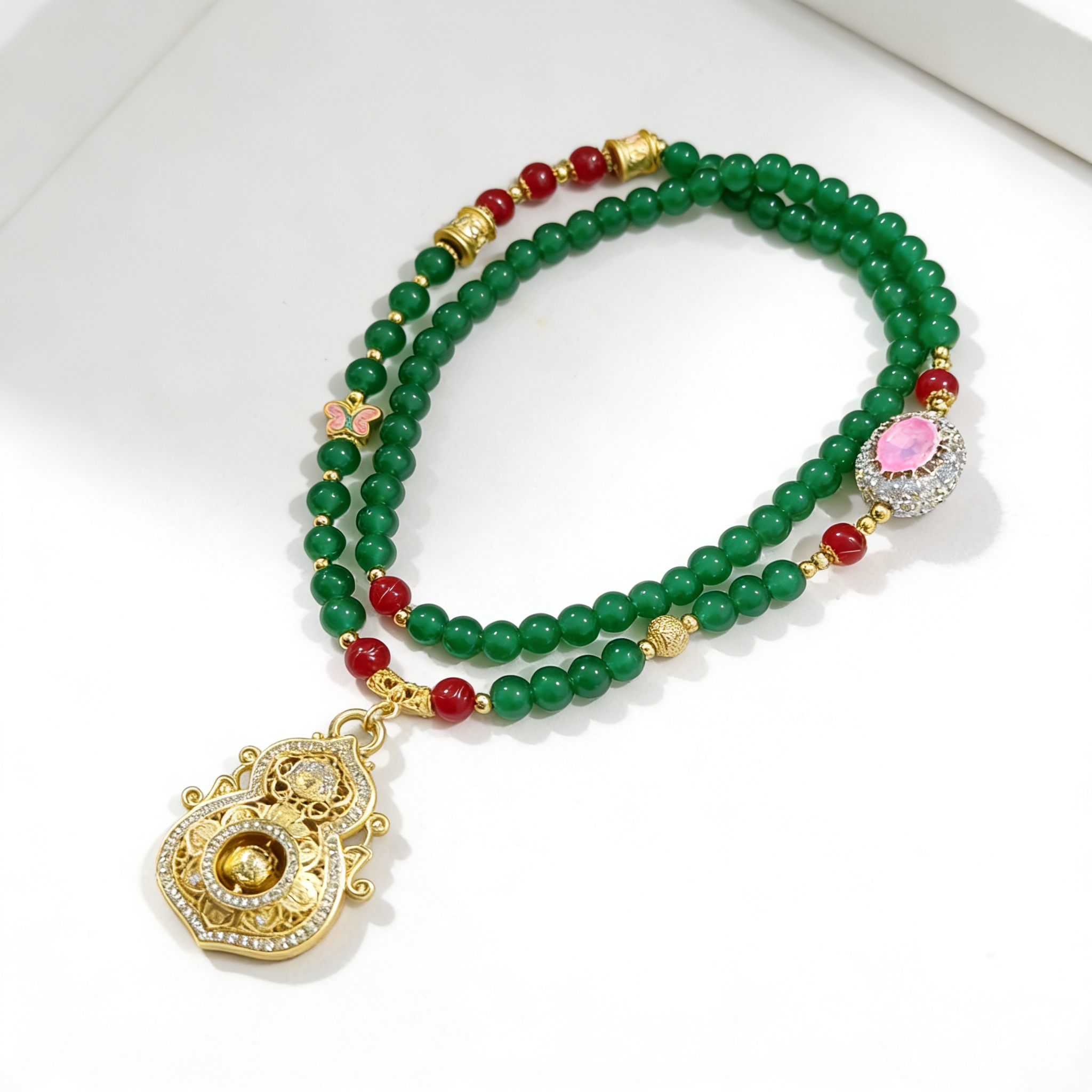 盎然春意绿琉璃8mm多圈款 精品手串 无礼盒-S 1677