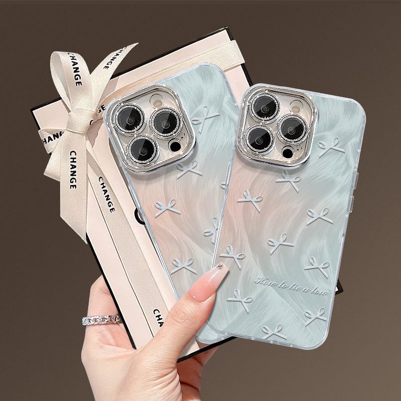 【苹果/华为/荣耀/OPPO/vivo小米】渐变蝴蝶结精孔羽纱防摔手机壳