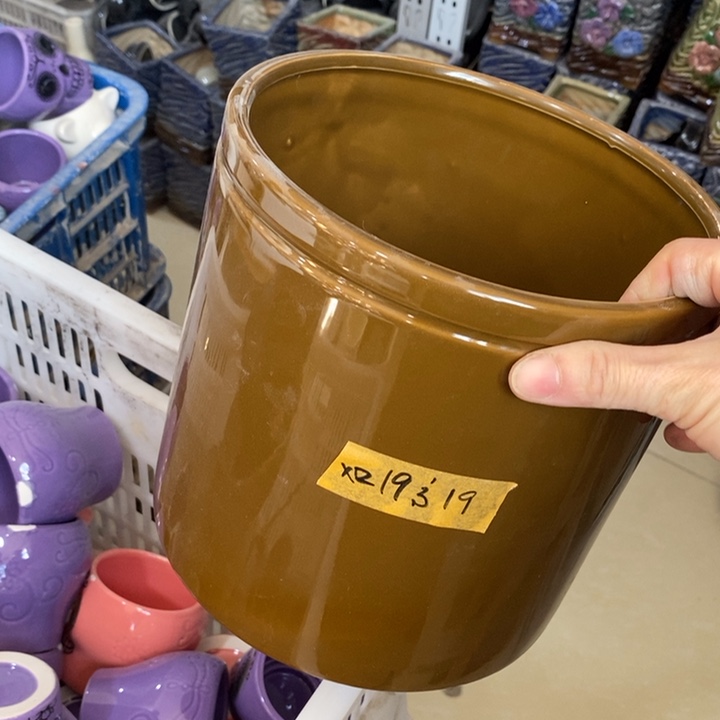 陶盆有孔 瑕疵针孔漏釉介意勿拍外口 19外高19