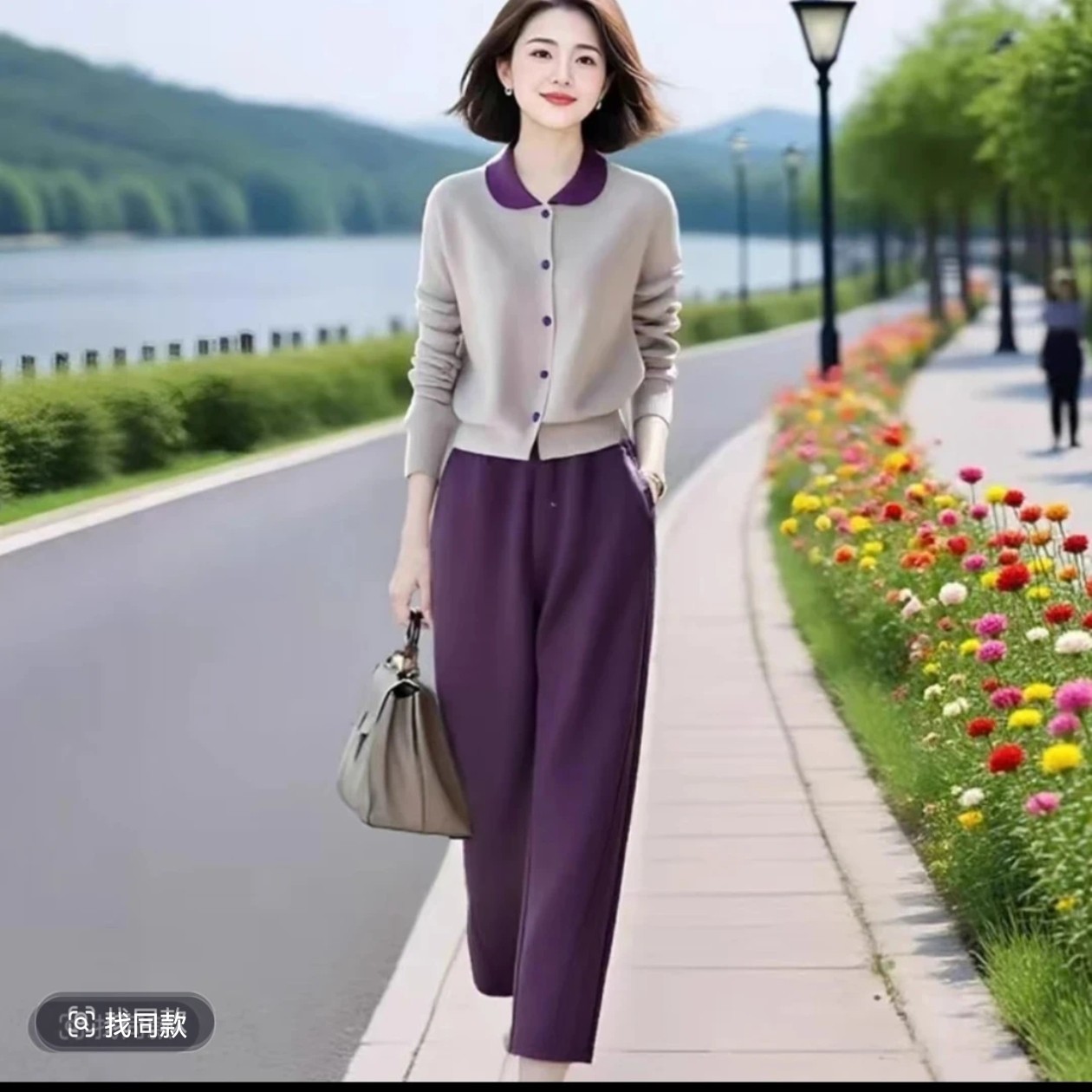 反季清仓德绒上衣加捻丝裤2025春秋新款中老年洋气气质两件套