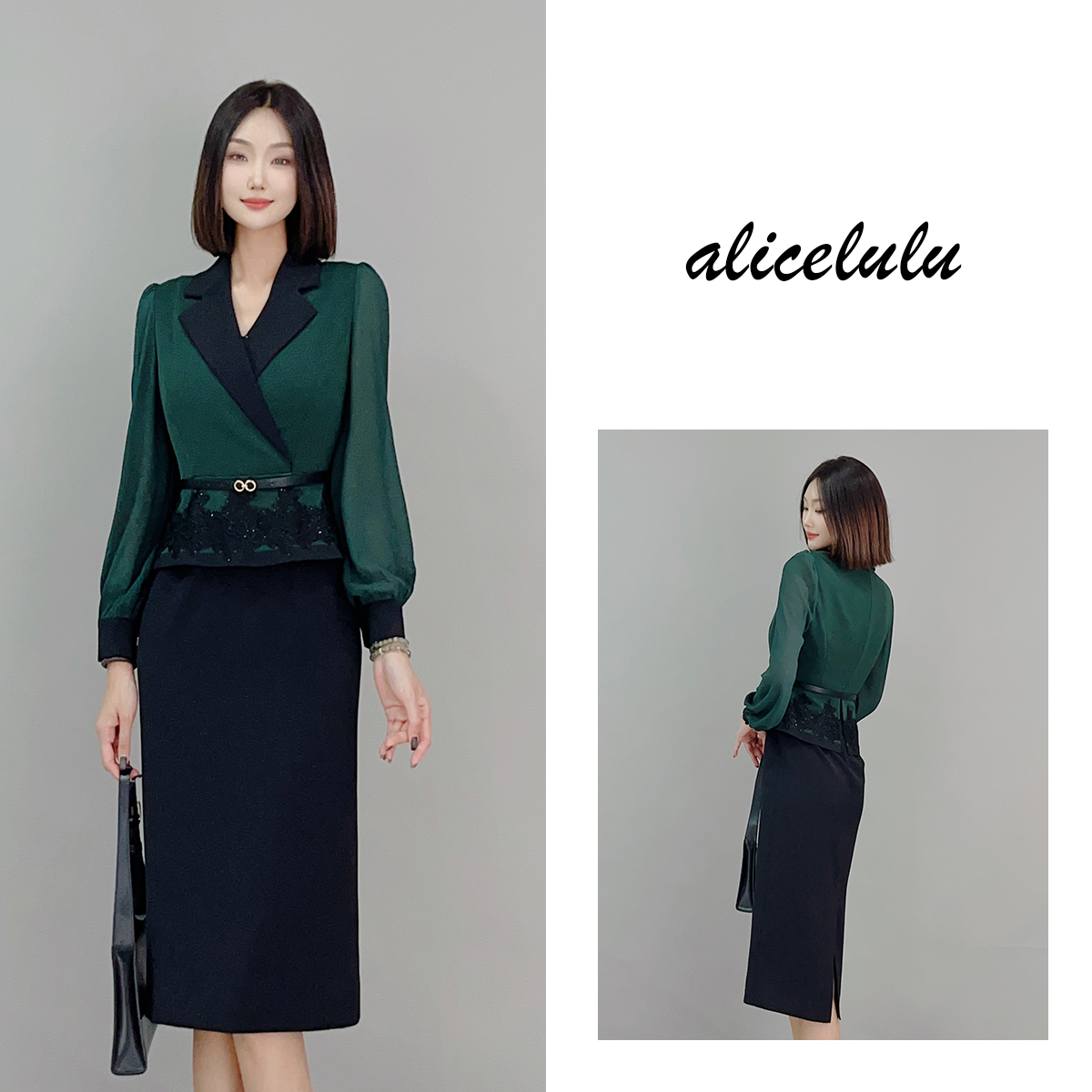 5 alicelulu “绿野仙踪”连衣裙 复古通勤 蕾丝刺绣 S2140905A