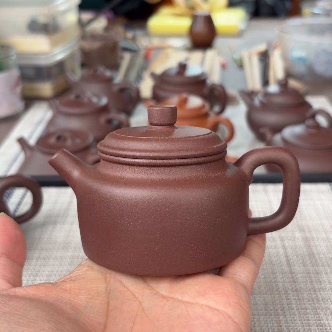 紫砂茶壶半手工老紫泥德钟壶150cc