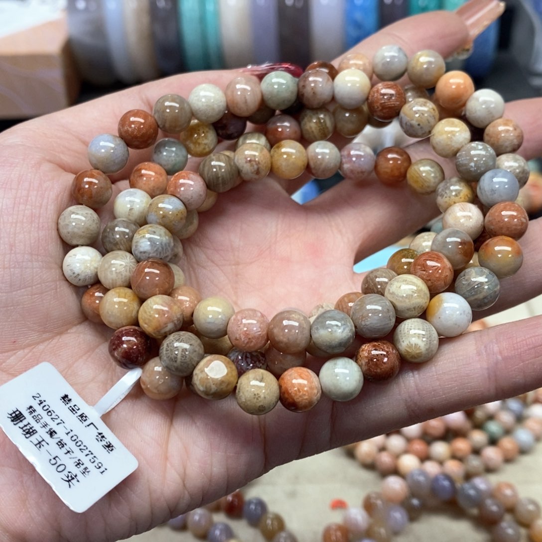 硅化珊瑚（珊瑚玉）手链未镶嵌077