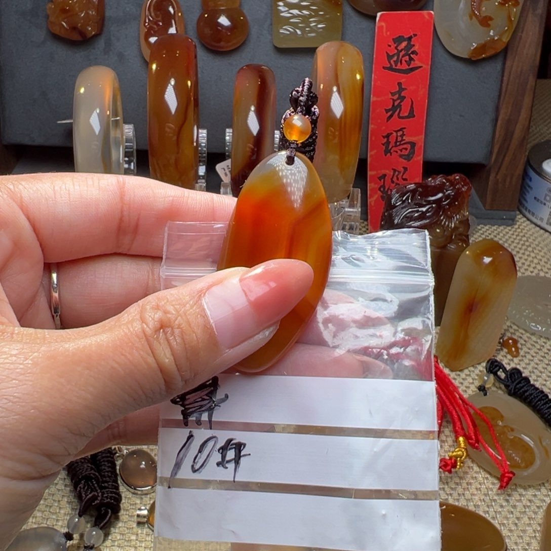 玛瑙/玉髓颈饰合金心*10