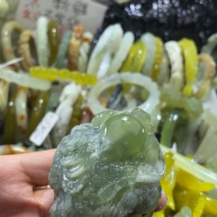 岫玉未镶嵌手把手把