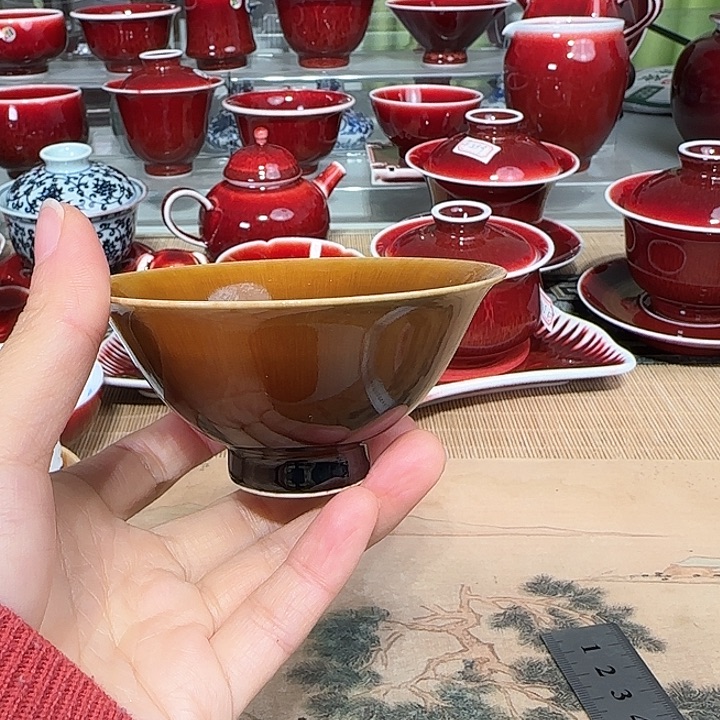 景德镇陶瓷红马坊杯