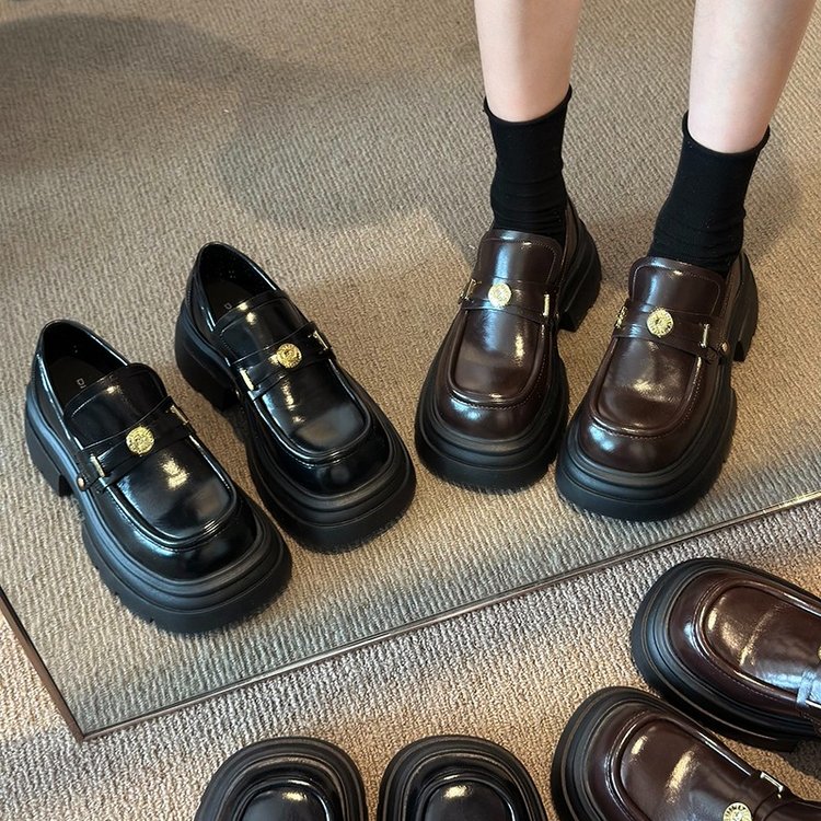 法式厚底英伦风小皮鞋女2025春季新款百搭复古玛丽珍JK乐福女单鞋