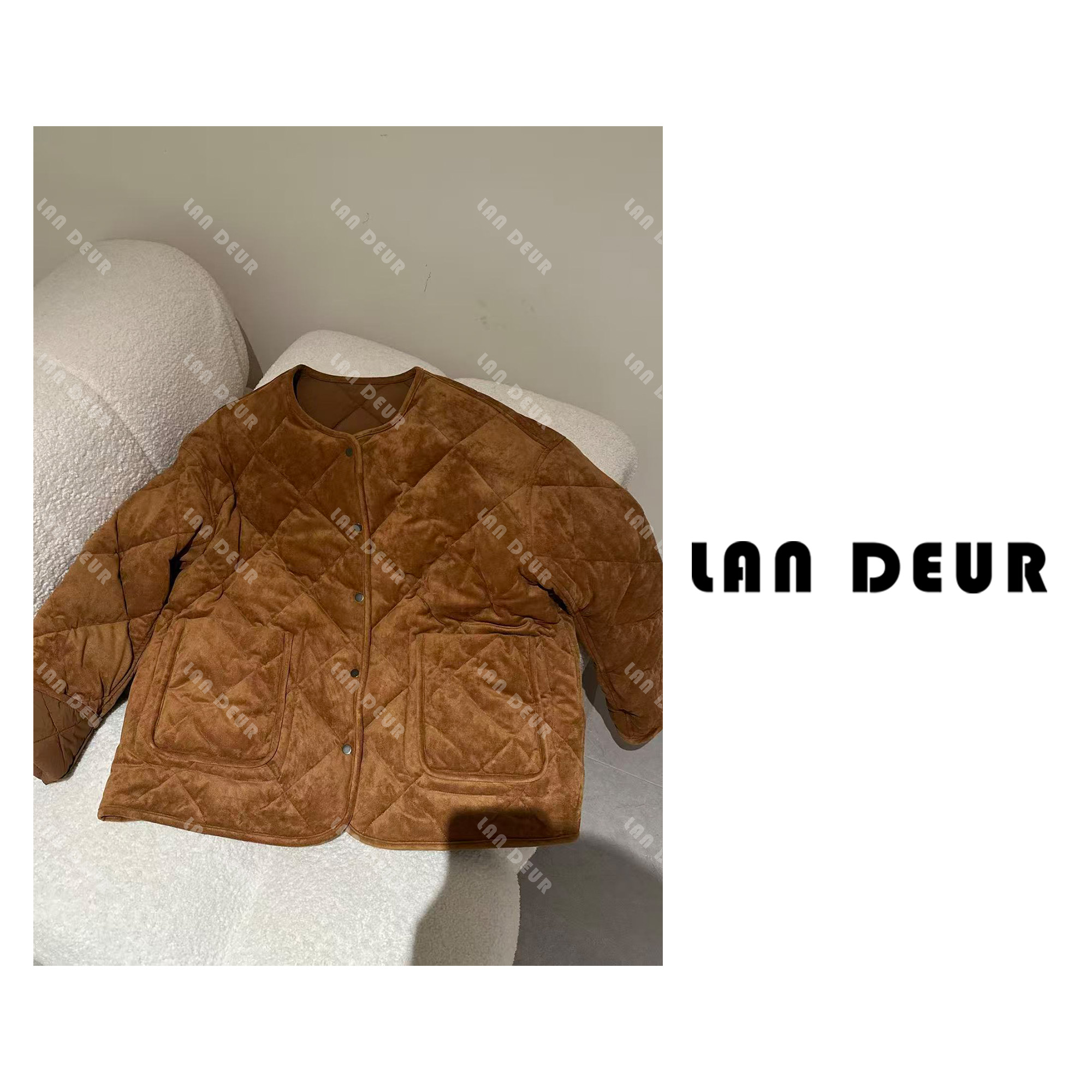 JIUJIU【荒音落雪】两面穿时尚百搭气质极简风纯色菱格羽绒服女