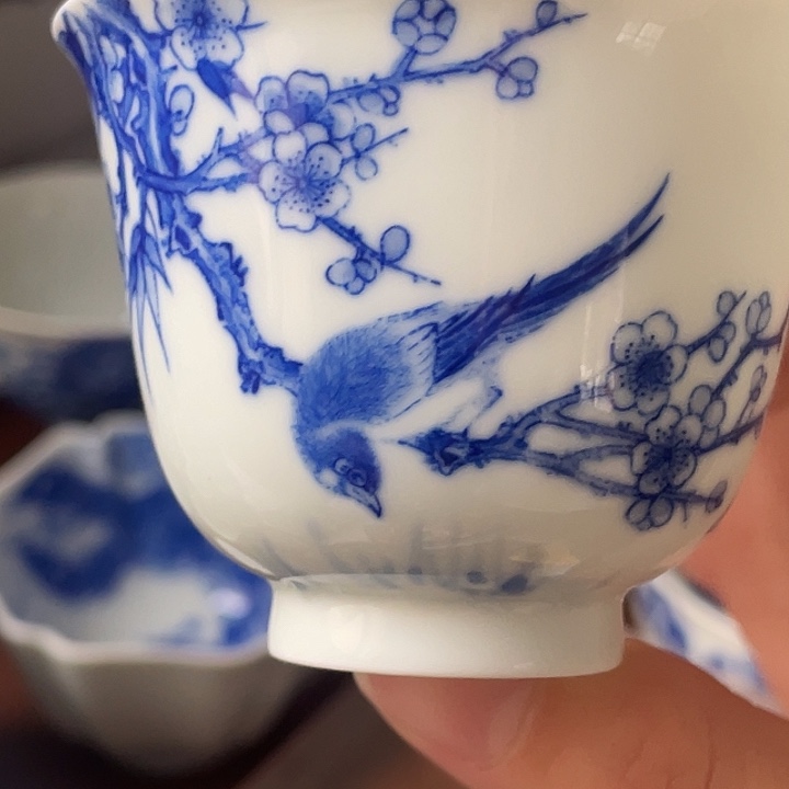 青花喜上眉梢铃铛杯杯