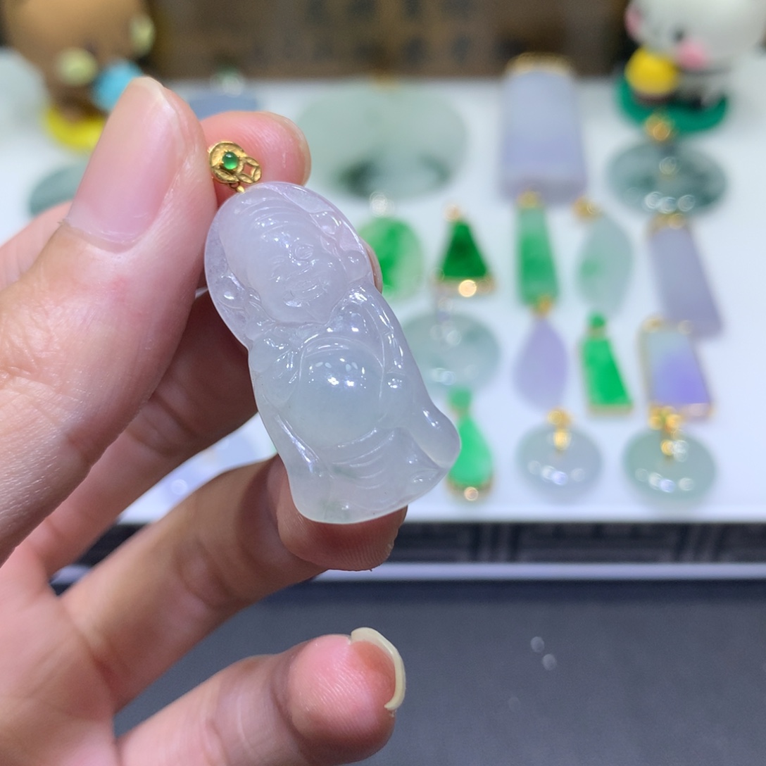 翡翠18K金镶嵌吊坠(不含链)