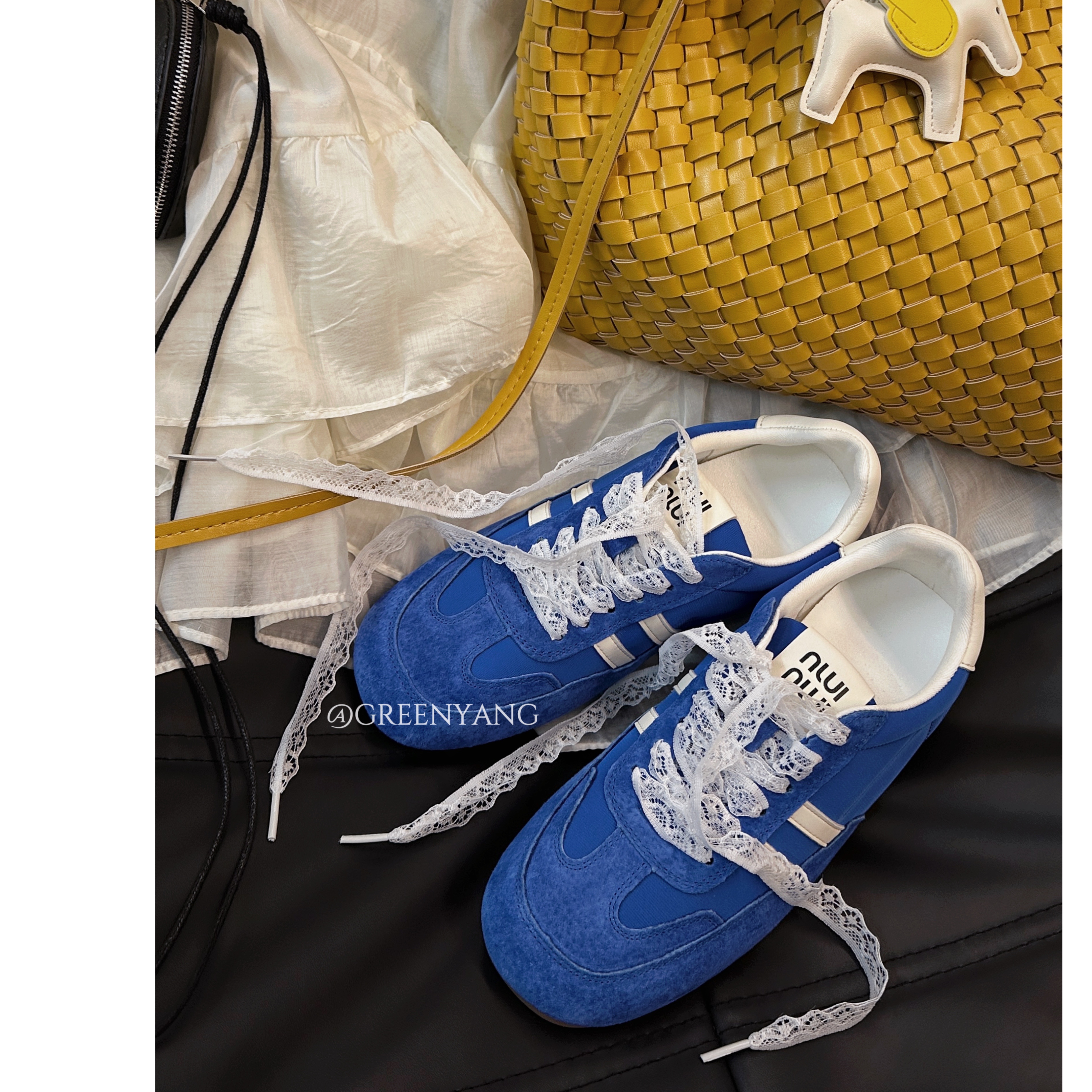 老羊家~韩版复古蕾丝厚底德训鞋女2025年春夏软底运动休闲鞋单鞋