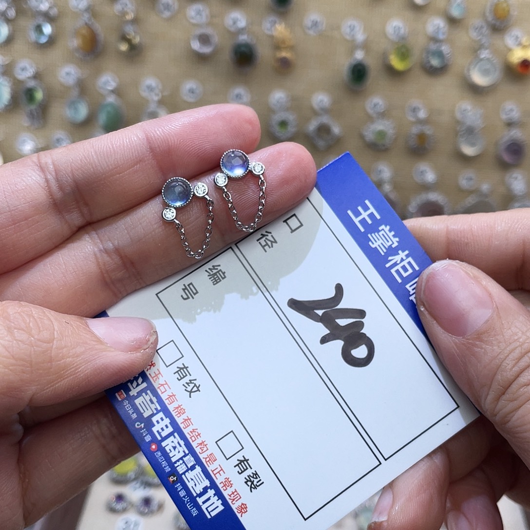 戒圈海蓝宝石银S925镶嵌