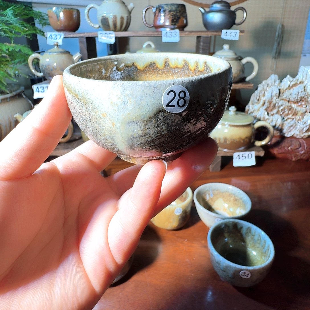 建水紫陶白泥柴烧杯微瑕