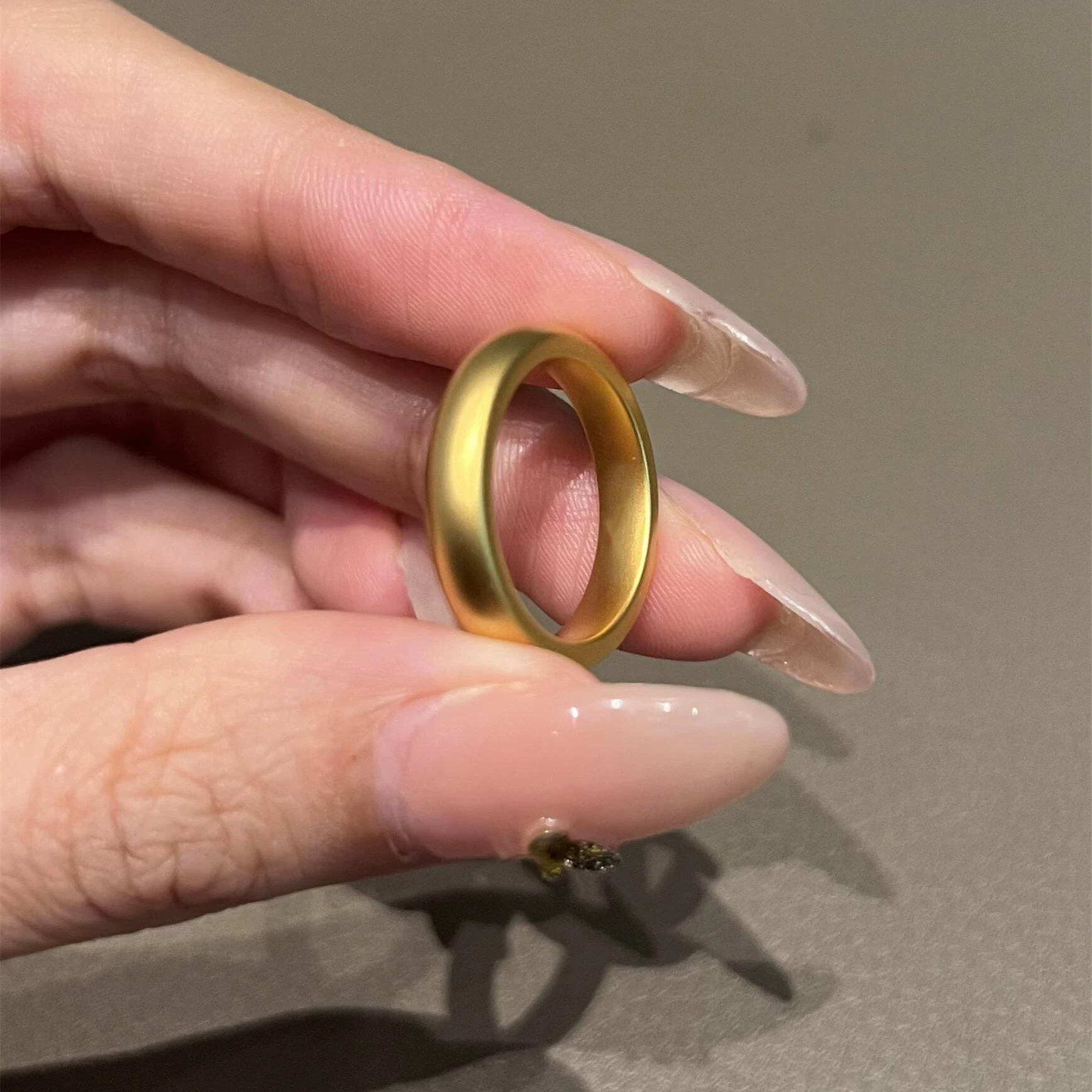 戒指 宽版古法素圈戒指时尚经典磨砂指环