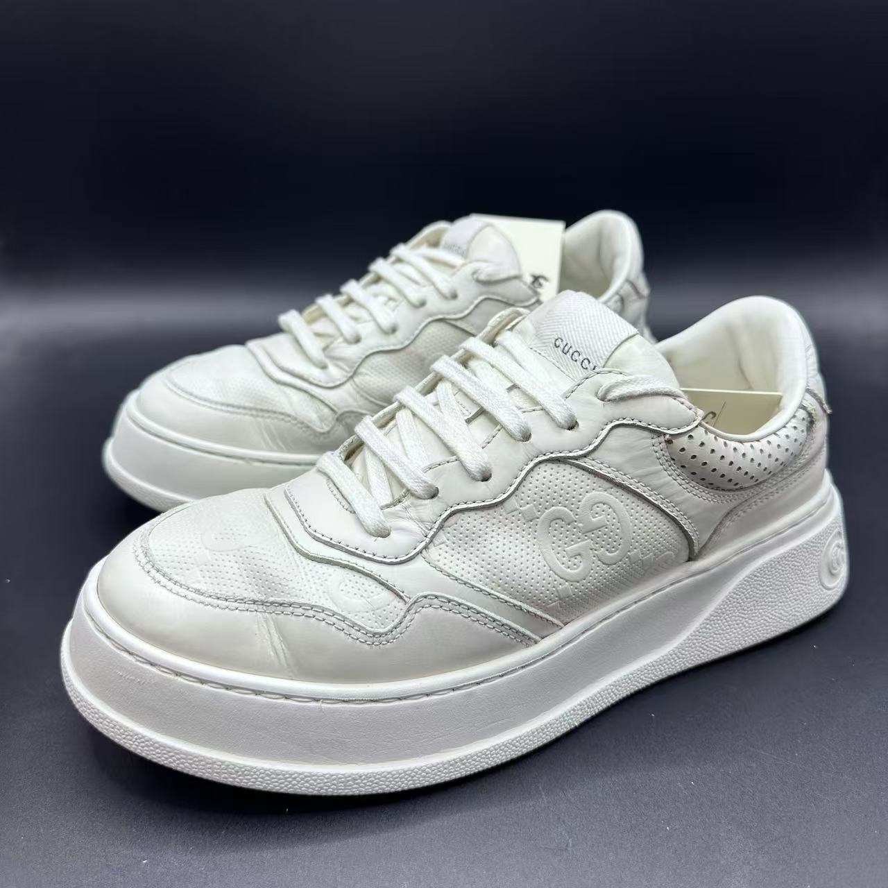 GUCCI/古驰男士百搭厚底白色饼干鞋多尺码问主播